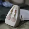 Las Mansiones Rojas Están en Stock, Nuevos Pendientes de Hebilla de Seguridad de Cristal Rosa Chinoiserie, Dinastía Han, Pendientes de Qipao Estilo Antiguo, Pendientes, Pinzas para Orejas, Ganchos para Orejas