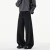 Pantalones de trabajo casuales de ajuste de verano ean para hombre, pantalones rectos de pierna ancha, marca de moda de otoño, ajuste holgado con rayas irregulares