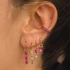 Conjunto de Pendientes de Zirconia con Colgante de Gota de Agua de Colores de Venta Caliente Transfronteriza, Exquisitos y Únicos Clips para Orejas y Pendientes Chapados en Oro de 18 Quilates de Cobre