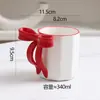 Caneca de Cerâmica Popular Estilo Ins com Alça de Laço Estéreo para Meninas Copo de Água de Aparência Elegante Copo para Casa