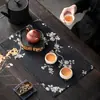 Esterilla de Té Estilo Chino con un Diseño de Lujo Ligero con Rosa y Begonia de Brocado Chino, Bandera de Té, Posavasos, Esterilla Aislante de Calor, Esterilla para Ceremonia de Té, Mantel para Mesa de Té