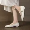 Nuevos Zapatos Mary Jane de Piel para Viajes Diarios para Mujer Primavera y Otoño 2026 Tacón Medio Grueso Punta Cuadrada Pequeña Correa de Hebilla Zapatos de Una Sola Pieza