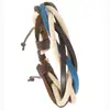 Pulseira vintage simples, trançada à mão, em couro colorido, com fecho ajustável, estilo boêmio, unissex.