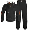 Sudadera con Capucha de Dos Piezas Jacquard para Hombre, Traje Deportivo Casual de Moda Callejera Europea y Americana para Otoño e Invierno, Transfronterizo, Amazon