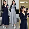 Em Estoque Vestido de Maternidade Primavera Manga Longa Algodão com Capuz Solto Plus Size Vestido 2026 Novo Vestido de Maternidade