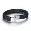 Pulsera trenzada de cuerda de cuero para joyería original, joyería de acero de titanio, pulsera de acero inoxidable para hombre, pulsera de piel de vaca europea y americana, venta al por mayor