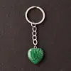 Chaveiro de Cristal Natural 20mm Pedra da Palma Coração Coração Pêssego em Forma de Coração Pingente DIY Pingente Chaveiro de Pedra Preciosa Natural