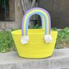 Nova Bolsa de Menina 2024 Nova Bolsa Nuvem Arco-Íris Bolsa Infantil de Palha Bolsa de Palha de Grande Capacidade Estilo Coreano