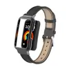 Adequado para Pulseiras de Relógio Huawei Band 10/9/8/7, Pulseira de Couro de Microfibra com Trama Lisa da Moda, Acessórios de Metal de Liberação Rápida