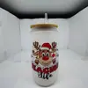 Copo Mason Jar de Vidro 16oz para Cerveja Cola Água com Logotipo Personalizado de Natal em Estoque Transfronteiriço Sublimação