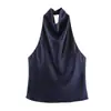 Fabricante Mayorista de Ropa para Mujer Transfronteriza Moda Femenina Estilo Europeo y Americano Nuevo 2025 Top Halter Sexy de Satén