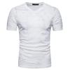 2024 talla europea verano nuevo moda casual para hombre camiseta de manga corta comercio exterior personalidad rasgada cuello en V camiseta de manga corta hombre