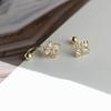 Brincos de Prata S925 Femininos Exquisitos Cruz Flor Ear Cuff Coreano Doce Temperamento Tensão Cruzada Atacado Transfronteiriço