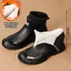 Calcetines transfronterizos estilo europeo con forro de felpa, botas de lluvia cálidas, zapatos de goma para parejas, zapatos de agua de moda, zapatos cálidos con forro de felpa, zapatos de agua antideslizantes, zapatos de moda
