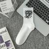 Calcetines de talla grande transfronterizos, calcetines de algodón de moda para hombre, medias de color sólido en blanco y negro, calcetines de baloncesto de primavera y verano para mujer, al por mayor