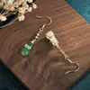 Pendientes de calcedonia con forma de calabaza estilo chino para mujer, nuevos pendientes estilo chino Hanfu, cheongsam, falda de cara de caballo, ganchos de oreja con borlas, elegantes y versátiles
