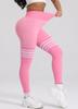 Pantalones de Yoga de Barra de Cuatro Rayas de Cintura V Europeos y Americanos Mallas para Exteriores para Mujer de Cintura Alta Levanta Cadera Secado Rápido Pantalones Deportivos para Correr Fitness