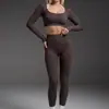 Conjunto de roupa de esporte ao ar livre sem costura europeu e americano, sutiã esportivo sem costura, calça comprida sem mangas e com costas abertas, secagem rápida para fitness e yoga
