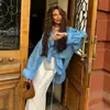 Moda Nueva de Principios de Otoño para Mujeres Europeas y Americanas Camisa de Tencel con Solapa y Mangas Largas Ropa de Trabajo Elegante Top Cardigan Versátil Holgado