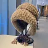 2025 Estilo Coreano Otoño e Invierno Sombrero de Lana Rayado Nuevo Felpa Protección para Orejas Moda Lei Feng Cálido Sombrero Tejido