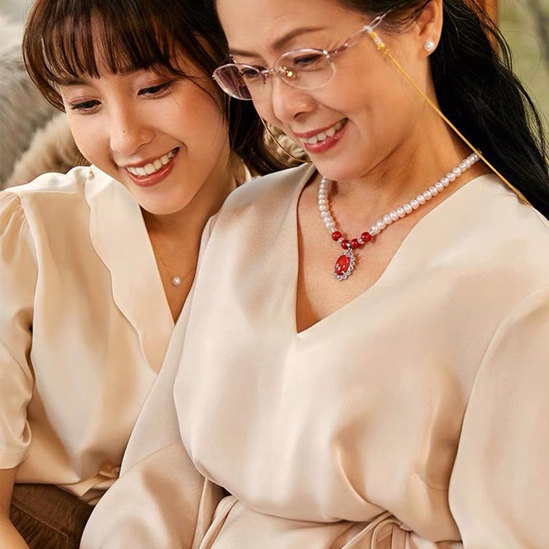 2022母亲节天然淡水珍珠妈妈链项链套装含礼盒s9