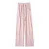 Pantalones de pierna ancha con protección solar de seda helada para mujer 2026 Verano Cintura alta Caída fresca Pantalones finos Adelgazantes de pierna recta Casuales