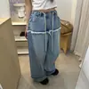 Atualmente Disponíveis Estão Jeans de Duas Peças Falsos com Borda Crua e Perna Reta
