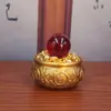 Ornamento de Tigela de Tesouro com Peixes Gêmeos Oito Bênçãos em Latão, Tigela de Tesouro Atratora de Riqueza Cheia de Lingotes, Artesanato Atrator de Riqueza para Mesa de Entrada