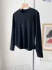 Camiseta Base Suave y Gruesa Cepillada para Mujer Otoño e Invierno 2025 Holgada Adelgazante Cuello Alto Pequeño Manga Larga