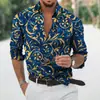 Nova Camisa Masculina Estampa Digital 3D Moda Casual Europeia e Americana Manga Longa Mais Vendida