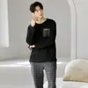 Nuevo Pijama de Terciopelo Alemán de Manga Larga 2025 para Hombre Estilo Coreano Simple Casual Talla Grande Conjunto Cálido de Ropa para el Hogar para Hombre