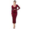 Tk Transfronterizo Nuevo Europeo y Americano Transfronterizo Elegante y Sexy Escote en V Profundo Cortado Aspecto Adelgazante Fiesta Falda de Cadera