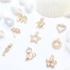 Paquete de 14 quilates de oro con microcircón, accesorios, estrella, luna, flor, colgante de amor, pulsera, collar, pendientes, material para colgante.