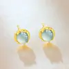 Aretes de Jade Natural para Mujer, Pequeños y Versátiles, Diseño de Alta Gama, Lujo Ligero, Modernos, Estilo de Nicho, Clavos para Cartílago