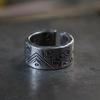 Anel de prata vintage de terraço totem indiano masculino elegante prata tailandesa personalizado feito à mão esculpido tailandês prata aberto Anel de índice