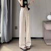 [2435] Nuevos pantalones chinos de seda de hielo para mujer, pantalones de verano de pierna ancha y estrecha, pantalones Guofeng rectos, casuales y frescos.