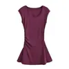Vestido de temperamento estilo commuter urbano, diseño de nicho, estilo de moda, cintura plisada, color liso, falda slim de línea A para mujer