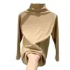 H569 Camiseta Térmica de Cuello Alto de Forro Polar de Microfibra para Mujer, Otoño e Invierno, Espesa, Doble Cara Cepillada, Cuello de Tortuga, Manga Larga