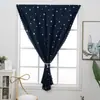 Estrelas e Flocos de Neve Estampados em Ouro, Cor Sólida, Cortinas Blackout Simples com Adesivos de Letras de Fita Mágica, Exportação Mexicana, Cortinas sem Furo