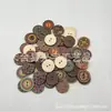 15/20/25mm Varios Botones Redondos de Tronco Retro Botones de Madera Pintados Estampados 100 Piezas por Paquete