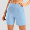 Pantalones Cortos de Cinco Puntos Sueltos de Bolsillo Delgado de Verano Shorts de Running Fitness Pantalones de Yoga de Cintura Alta Desnuda Pantalones de Longitud Media Pantalones de Montar