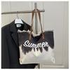 Letras Impresas Corridas Verano 2025 Nuevo Estilo Personalizado Gran Capacidad Borla Color de Contraste Estilo Extranjero Bolso de Hombro Tote para Mujer