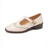2026 Sapatos Mary Jane de Couro Femininos Couro Macio Brogue Retrô Sapatos Femininos Estilo Britânico Mocassins Salto Bloco Sapatos Únicos Tamanho Grande