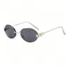 Novos Óculos de Sol Sem Aro Oval Double B Luxo Leve Fashionable Adereço de Foto para Exterior Styling Emagrecimento Facial Óculos de Sol com Proteção Solar