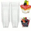 Todo tipo de platillo taza cuadrada taza de mousse plástico transparente plato de mesa para postres plato pequeño para aperitivos de fiesta con cuchara