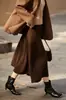 Falda de Lana Mezclada de Alta Calidad, Estilo Retro de Moda para Otoño e Invierno 2025, Cuatro Colores, Forma de Paraguas, Holgada y Cómoda, de Longitud Media
