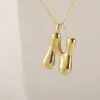 Venta Caliente Transfronteriza 18K Liso Lindo Versión Q Gordito Burbuja Colgante Alfabeto 26 Letras Estilo Minimalista de Nicho