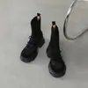 Botines Delgados de Moda Coreana Patchwork de 7 cm 2025 Otoño e Invierno Nuevos Punta Redonda Suela Gruesa Tacón Grueso Botines Cortos Versátiles Botas de Motocicleta