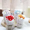 7 ramo de punto de lana flor pompón estilo campestre pequeño ramo para sostener ramo de tela tejida al por mayor