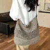 Bolso de Paja Tejido a Mano de Gran Capacidad Transfronterizo, Simple, Hueco, de Moda, con un Toque Relajado, Bolso Tote de Hombro Cruzado Casual y Versátil